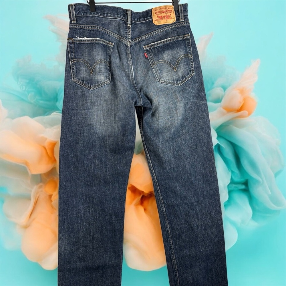 VTG Levi’s 505 Men’s 34 x 34 Regular Fit Dark Wash Red Tab Jeans - Picture 3 of 8